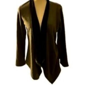 NWT Small Black Rivet Performance open knit jacket grey black fleece  ca…